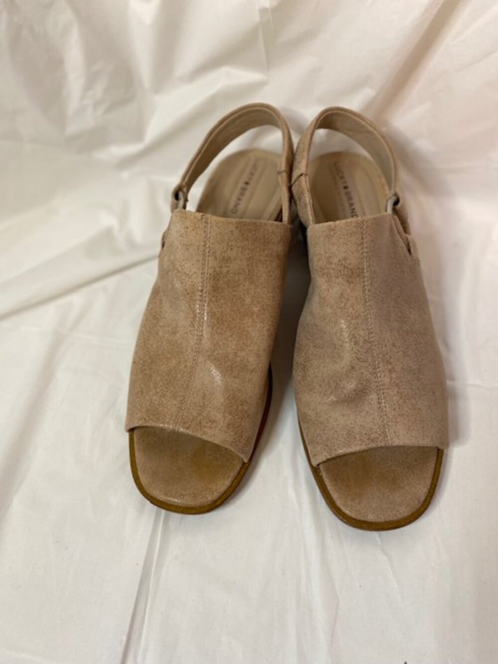Lucky Brand Warm Sand Leather Slingback Block Heel Mule Sandals, Women's Size 9M
